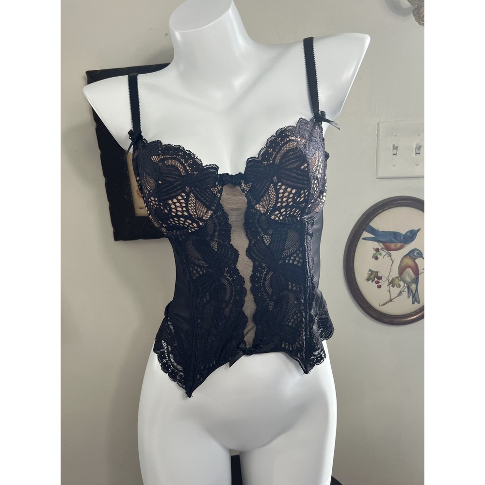 Vintage Y2K Chantal Thomass for Victoria's Secret Black Lace Corset Size 34C